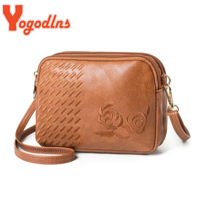 Vintage Flower Embroidery Shoulder Bag Women Crossbody Messenger Square Bag