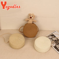 Round Straw Bags for Women Summer Woven Beach Bag Crossbody Shoulder Bag