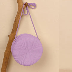 Round Straw Bags for Women Summer Woven Beach Bag Crossbody Shoulder Bag