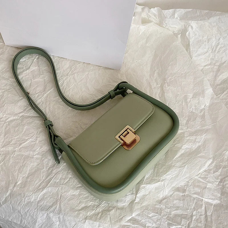 Contrast Crossbody Shoulder Bag Women Square Flap Underarm Handbag