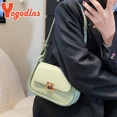 Contrast Crossbody Shoulder Bag Women Square Flap Underarm Handbag