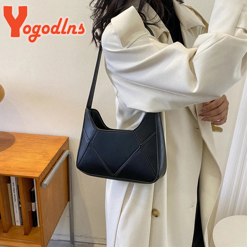 Women's PU Leather Underarm Bag Shoulder Handbag Clutch Purse Bolsa