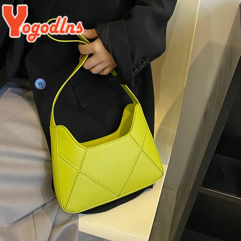 Women's PU Leather Underarm Bag Shoulder Handbag Clutch Purse Bolsa