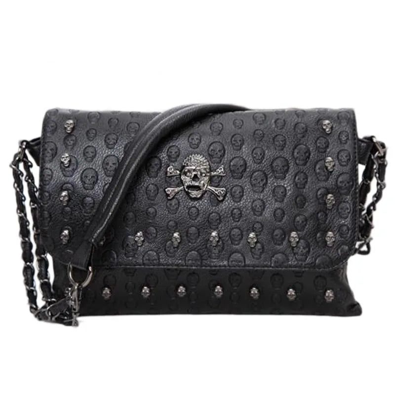 Rivet Skull Shoulder Bag Women PU Leather Handbag Purse Hand Bags