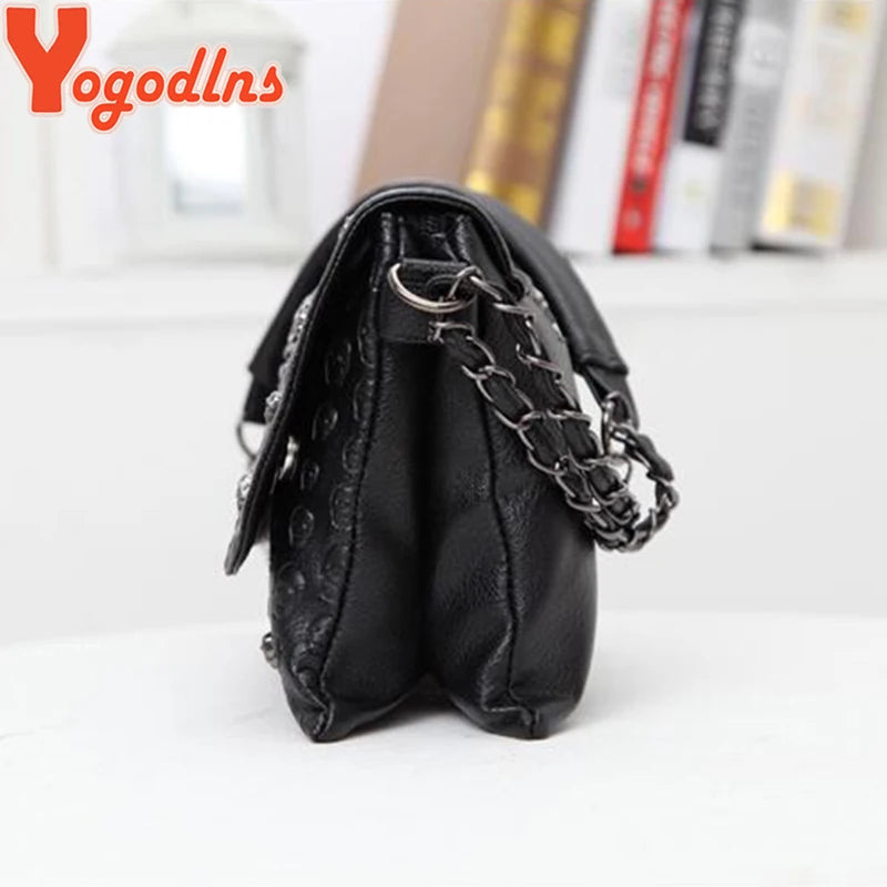 Rivet Skull Shoulder Bag Women PU Leather Handbag Purse Hand Bags