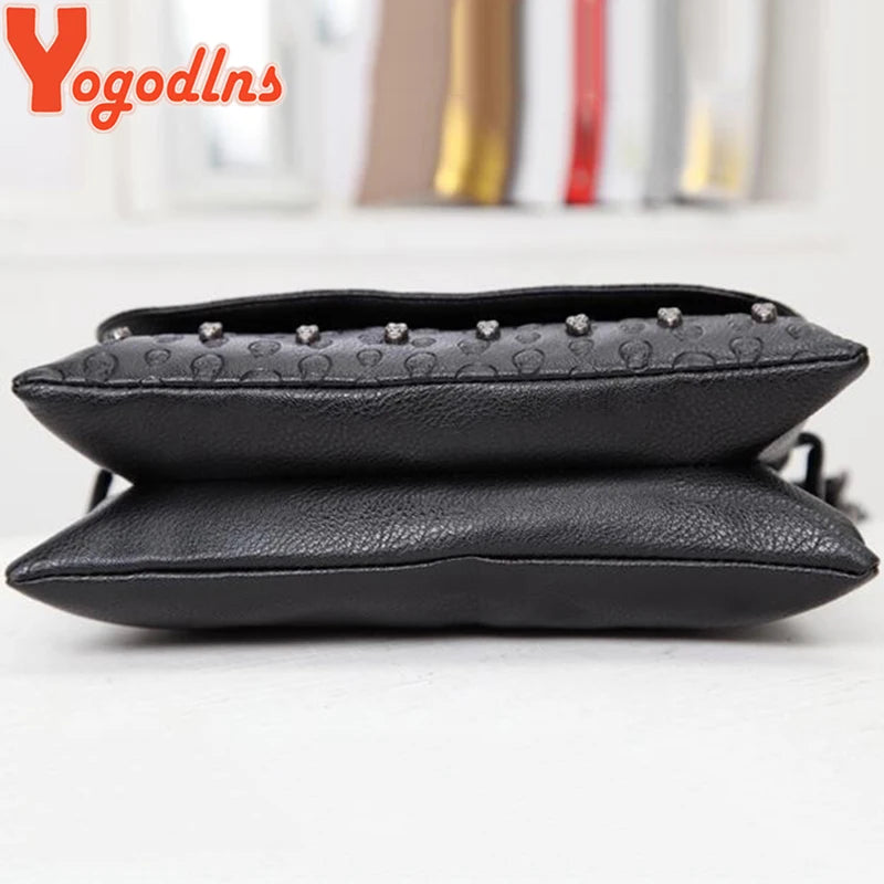 Rivet Skull Shoulder Bag Women PU Leather Handbag Purse Hand Bags