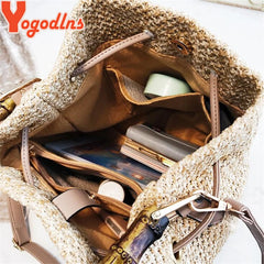 Women Straw Beach Bag Crossbody Shoulder Rattan Messenger Bag
