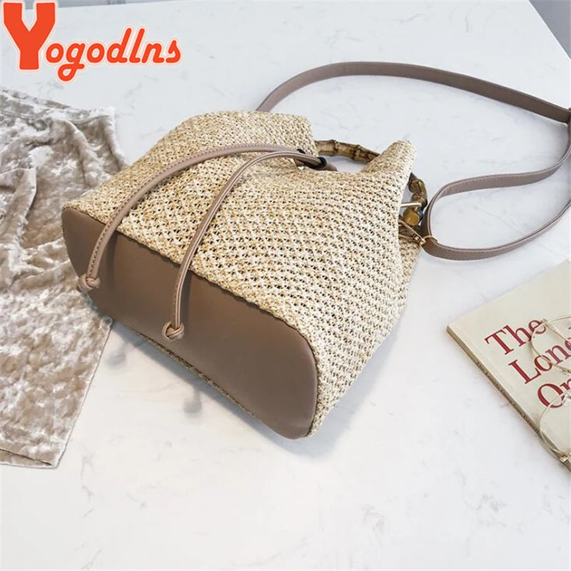 Women Straw Beach Bag Crossbody Shoulder Rattan Messenger Bag