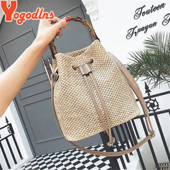 Women Straw Beach Bag Crossbody Shoulder Rattan Messenger Bag