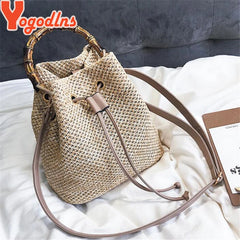 Women Straw Beach Bag Crossbody Shoulder Rattan Messenger Bag