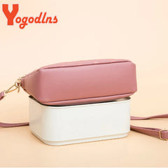 Heart Embroidery Crossbody Bag Women PU Leather Shoulder Bag Small Square Bag