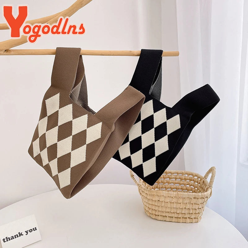 Women's Plaid Wool Shoulder Bag Wintter Handbag