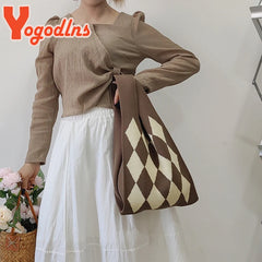 Women's Plaid Wool Shoulder Bag Wintter Handbag