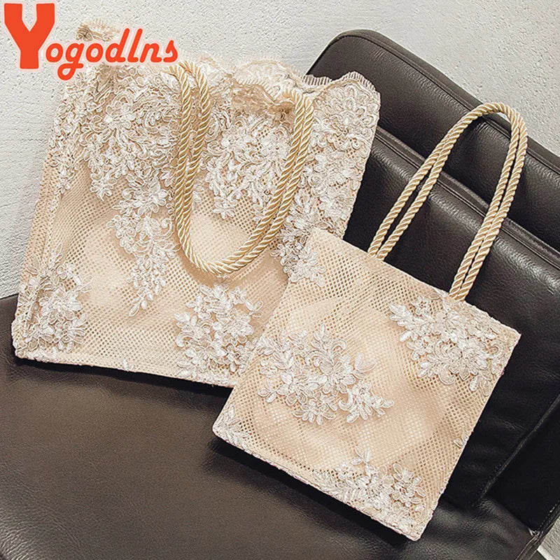 Lace Embroidery Handbag Women Large Capacity Shoulder Bag