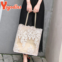 Lace Embroidery Handbag Women Large Capacity Shoulder Bag