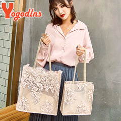 Lace Embroidery Handbag Women Large Capacity Shoulder Bag