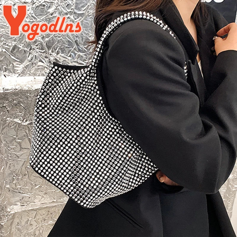 Diamond Bucket Bag Women Large Shoulder Handbag Casual Tote Armpit Bags