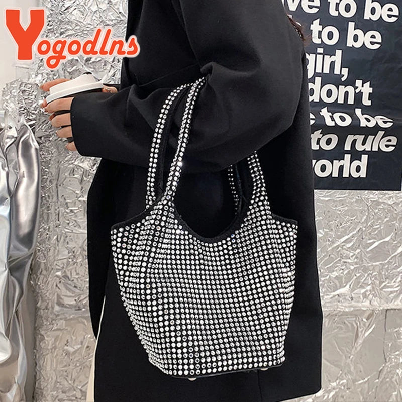 Diamond Bucket Bag Women Large Shoulder Handbag Casual Tote Armpit Bags