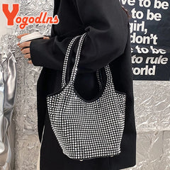 Diamond Bucket Bag Women Large Shoulder Handbag Casual Tote Armpit Bags