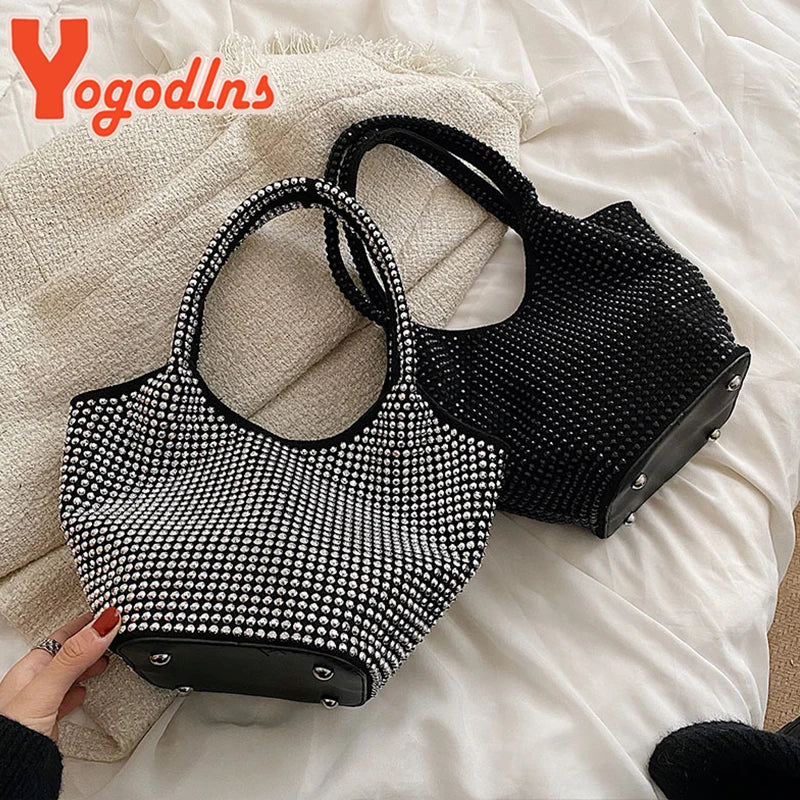 Diamond Bucket Bag Women Large Shoulder Handbag Casual Tote Armpit Bags