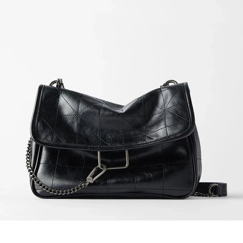 Vintage Shoulder Bag Chain Messenger Bags Soft Flap Crossbody Bag