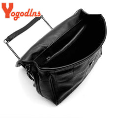 Vintage Shoulder Bag Chain Messenger Bags Soft Flap Crossbody Bag