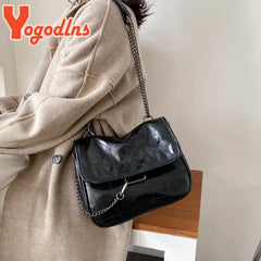 Vintage Shoulder Bag Chain Messenger Bags Soft Flap Crossbody Bag