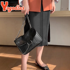 Vintage Shoulder Bag Chain Messenger Bags Soft Flap Crossbody Bag