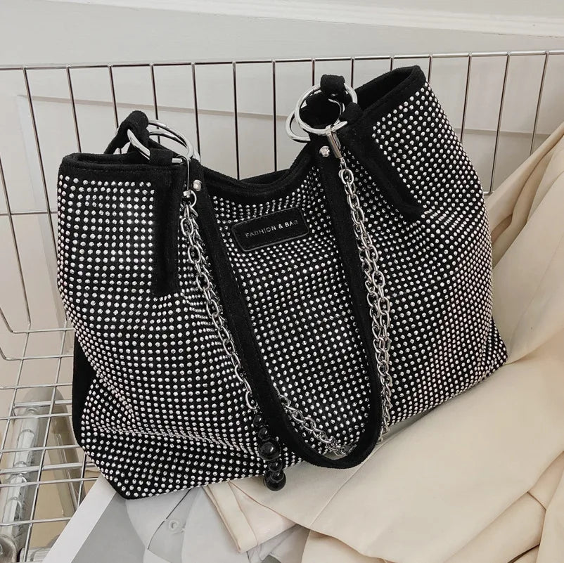 Rhinestone Bucket Bag Women Brands Shoulder Handbag Underarm Bag