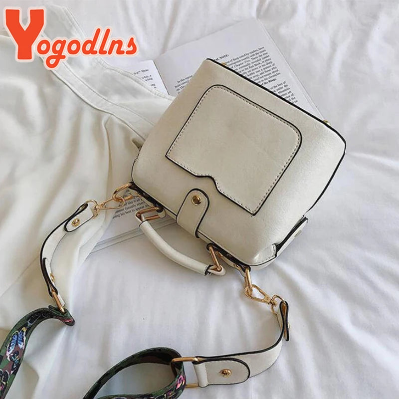 Vintage Embroidery Elephant Handbag PU Leather Shoulder Bag for Women