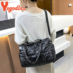 Space Padded Cotton Handbag Big Capacity Shoulder Bag Waterproof Nylon Bag