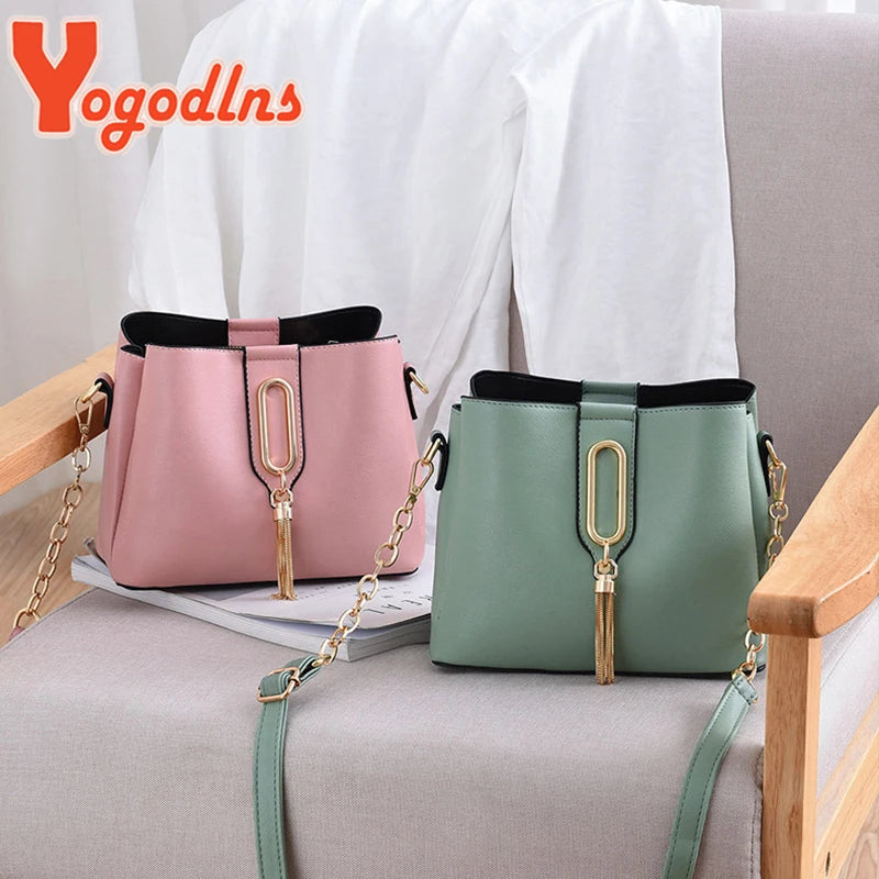 Tassel Bucket Bag Large Capacity Shoulder Messenger Lady Shopping Purse Tote