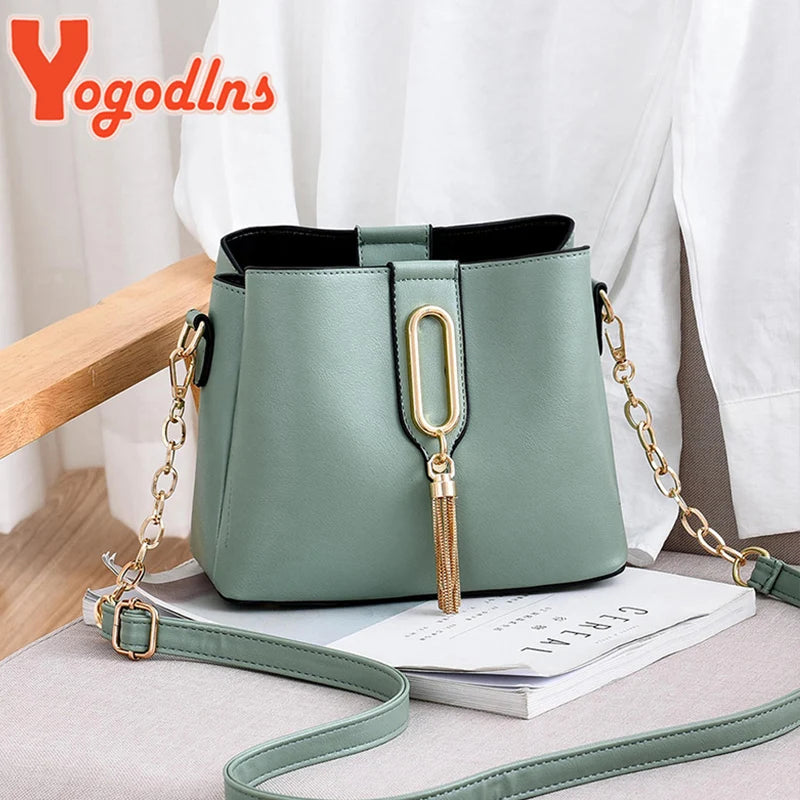 Tassel Bucket Bag Large Capacity Shoulder Messenger Lady Shopping Purse Tote
