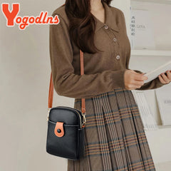 Women's PU Leather Crossbody Bag Multi-layer Messenger Handbag