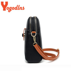 Women's PU Leather Crossbody Bag Multi-layer Messenger Handbag