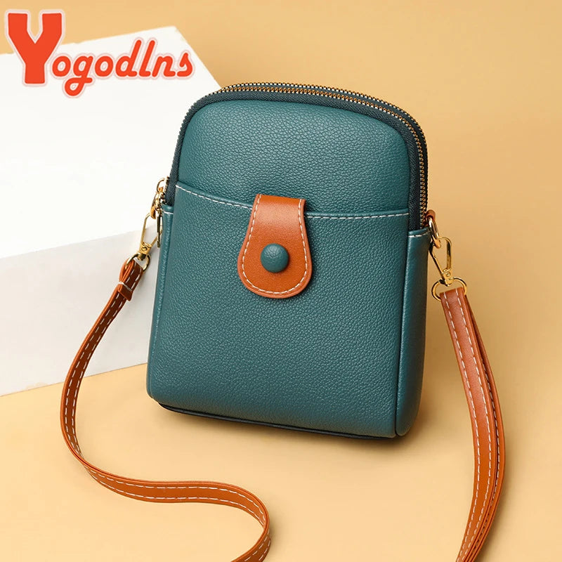 Women's PU Leather Crossbody Bag Multi-layer Messenger Handbag
