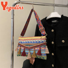 National Style Tassel Shoulder Bag Envelope Handbag Portable Totes