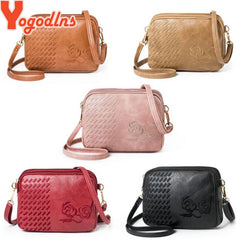 Embroidery Flower Small Crossbody Bag for Women Three Compartments