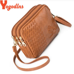 Embroidery Flower Small Crossbody Bag for Women Three Compartments