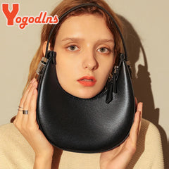Half-moon Bag PU Leather Shoulder Bag Ladies Handbag Purse