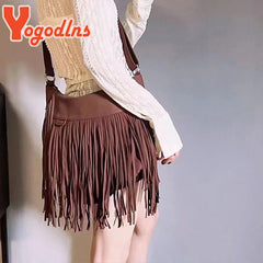 Retro Tassel Shoulder Bag Deerskin Velvet Crossbody Autumn Winter Handbag