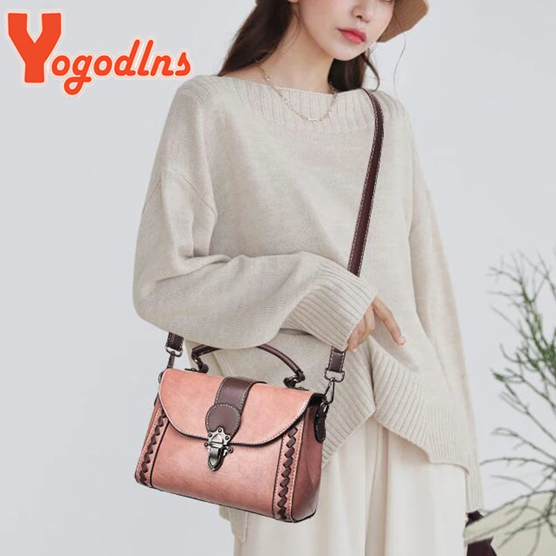 Retro Shoulder Bag Soft PU Leather Crossbody Flap Messenger Shopping Purse