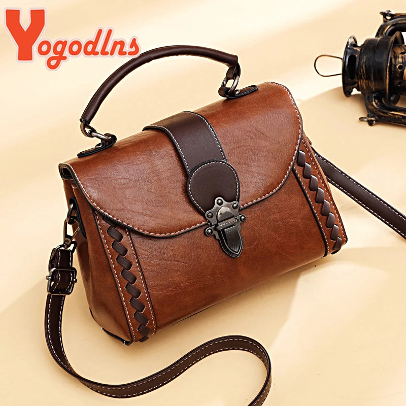 Retro Shoulder Bag Soft PU Leather Crossbody Flap Messenger Shopping Purse