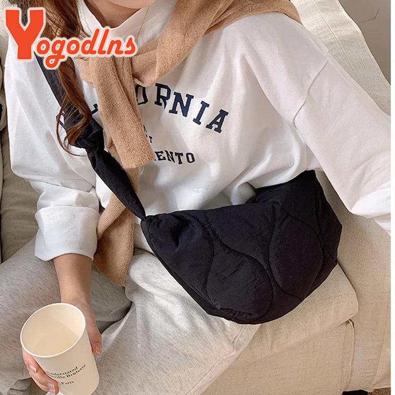 High Capacity Space Cotton Shoulder Bag Down Hand Purse