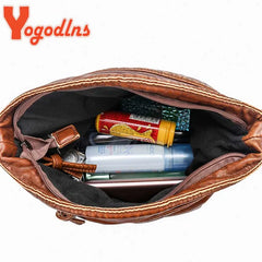 PU Leather Shoulder Bag Women Retro Messenger Bag Double Zipper Female