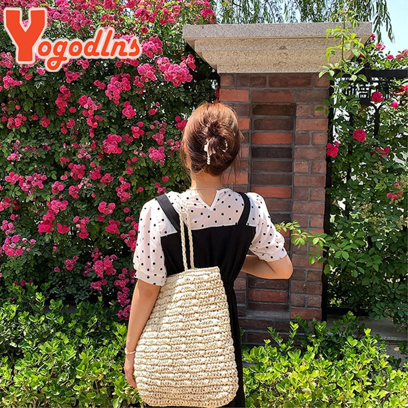 Summer Large Capacity Straw Bag Women Woven Totes Bag Bohemia Beach Handbag
