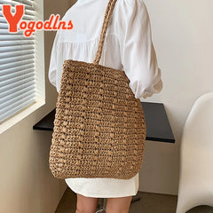 Summer Large Capacity Straw Bag Women Woven Totes Bag Bohemia Beach Handbag