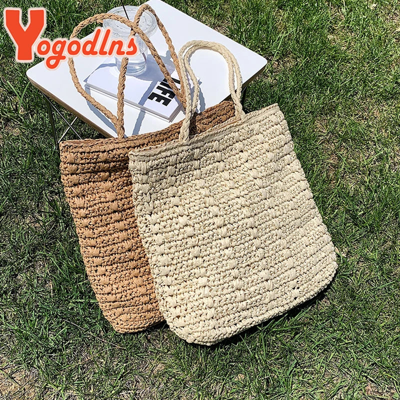 Summer Large Capacity Straw Bag Women Woven Totes Bag Bohemia Beach Handbag