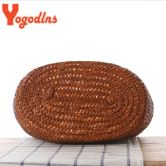 Summer Straw Shoulder Bag Women Large Capcity Woven Bucket Bag
