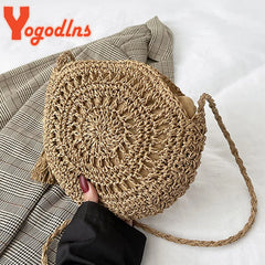 Summer Straw Tassel Shoulder Bag Rattan Beach Travel Crossbody Bag